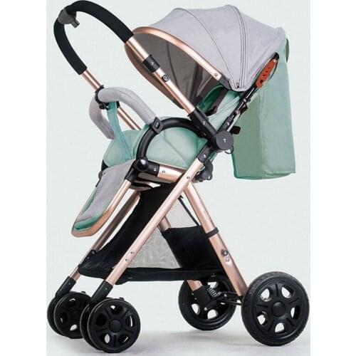 Light Baby Stroller Four Wheels Convertible Push Handle Aluminum Alloy Newbown Baby Carriage Can Sit and Recline Baby Car