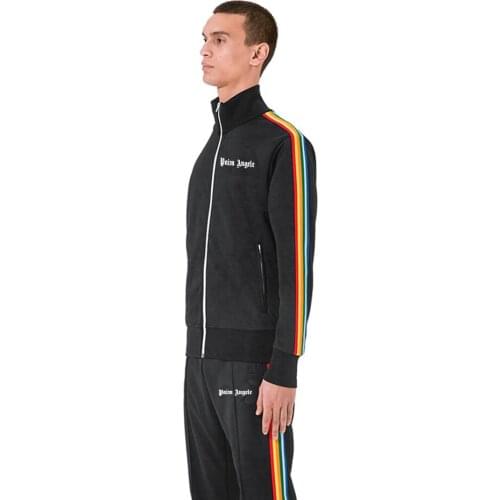 Palm Angels Rainbow Strip Leisure Sports Suit Retro School Uniform Tide Brand Men and Women Same Style