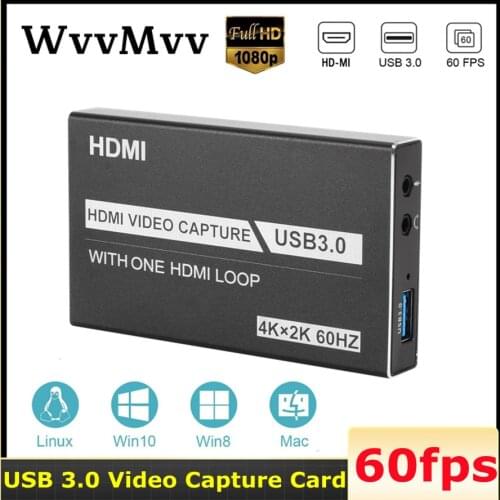 WVVMVV 4K USB 3.0 Video Capture Card HDMI-compatible 60fps 1080P HD Video Recorder Grabber For OBS Capturing Game Card Live
