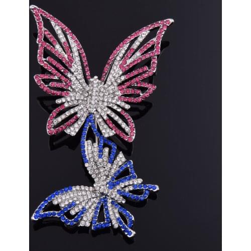 New Luxury Red Blue Crystal Big Butterfly Brooches For Women Elegant Fashion Pin Brooch Wedding Jewelry High Grade Clothing Pin