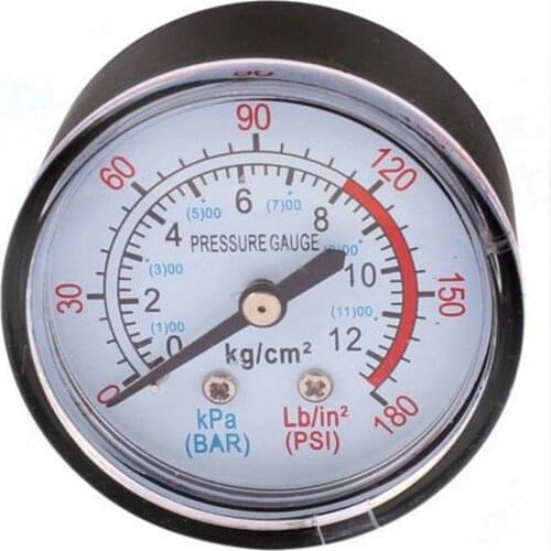 1 PC 0-180 PSI 12.4Bar Pneumatic Compressed Air Pressure Gauge Black