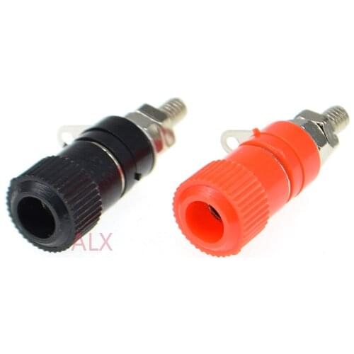 10PCS JS-910B Terminal Blocks banana male plug 4MM Jack Amplifier connectors RED + BLACK Panel Mount Terminal Binding