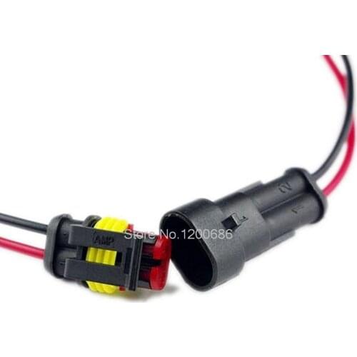 2 Pin Way Car Auto Waterproof Electrical Connector Plug Socket Kit with Wire AWG Gauge Marine