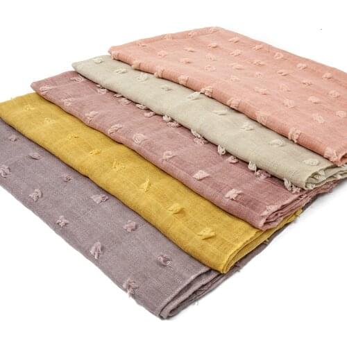 2021 Newest Plaid Pom pom Muslim Hijabs Headband Cotton Scarf Shawls Women Fashion Islam Large Size Wraps Turbans 1PC Retail