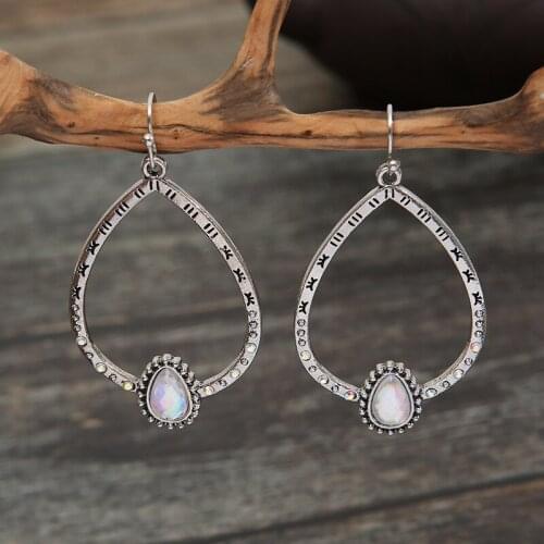 2021 Wholesale New Bohemian Large Drop-shaped Eyelashes Colored Gemstone Earrings Thai Silver Fashion Earrings