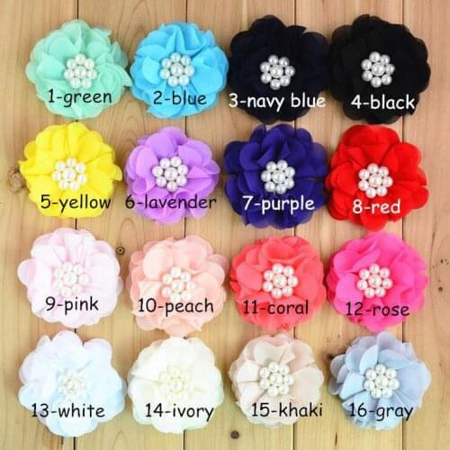 30PCS 7CM chiffon flower for kid headband DIY craft can choose colors(HMF-46)