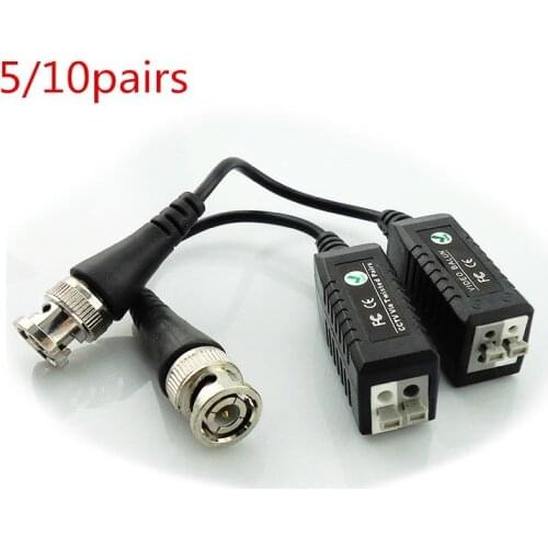 5/10pairs Enhanced Twisted Bnc Cctv Video Balun Passive audio camera Transceiver Utp Balun Bnc Mail To Cat5 Cctv Cable L19