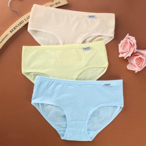 5Pcs/lots Cotton Underwear for Girls Children Soft Panties Teenages Candy Color Briefs 10-20years