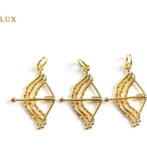 5pcs Cupid Arrow Bow and Arrow Pendant Necklaces For Women Charms Gold Brass Plate Cupid Love Charms Romantic Love Jewelry Set