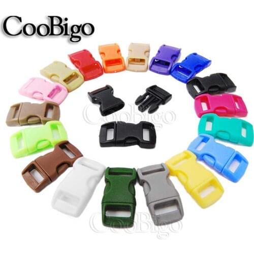 50pcs 3/8" 10mm Side Release Buckle Curved Parachute 550 Paracord Bracelet DIY Dog Collar Strap Webbing Outdoor Camp