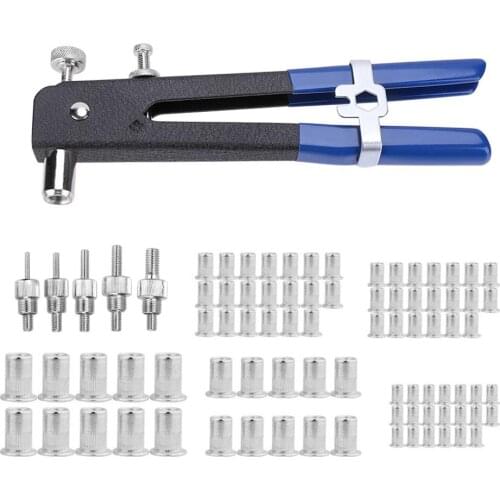 6-147pcs Hand Riveter Nut Rivet Gun Kit M3-M8 Manual Threaded Nut Rivet Tool for Home Car Wrench Socket Spanner Screwdriver Tool