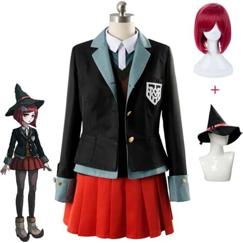 Anime Danganronpa Cosplay Yumeno Himiko Costume School Girl Uniform Halloween Costumes for Women Party Skirt Suit Hat Wig
