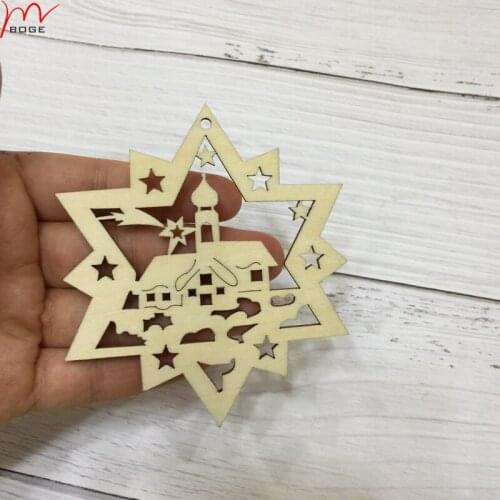 Free shipping 50pcs laser cut wooden Christmas ornaments