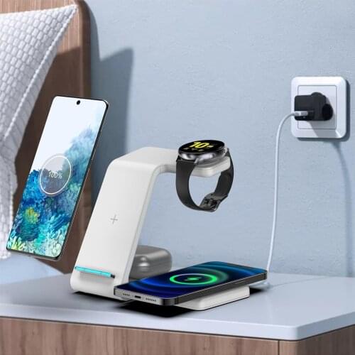 4 in 1 Wireless Charger for iPhone 12 11 iWatch SE 15W Fast Charging Dock Station Chargers Stand For Samsung Galaxy Watch Active