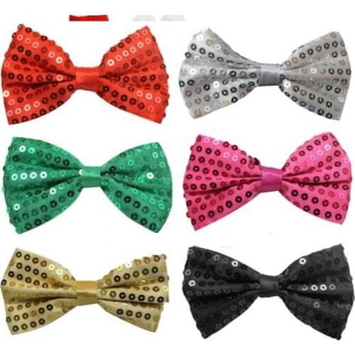 Stage Performance Shinny Sequin Bows Tie Men Women Boys Girls Pre Tied Bow Tie Party Dance Costume Fancy Dress props gifts
