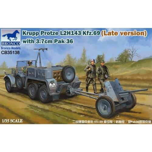 BRONCO CB35138 1/35 Krupp Protze L2H143 Kfz.69 (Late Version) with 3.7cm Pak 36 - Scale Model Kit