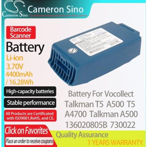 CameronSino Battery for Vocollect Talkman T5 Talkman A500 A4700 fits Honeywell 136020805B 136020805H Barcode Scanner battery