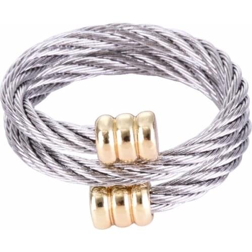 Chran Exquisite Silver Plated Stainless Steel Cable Rings for Women Open End Couple Rings