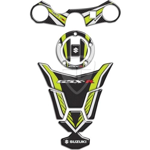For Suzuki GSX-R GSXR 600 750 2006-2017 Yello Sticker Tank Cap Cover Pad Triple Tree Clamp Tank Grip Carbon Motorcycle 3D Decal
