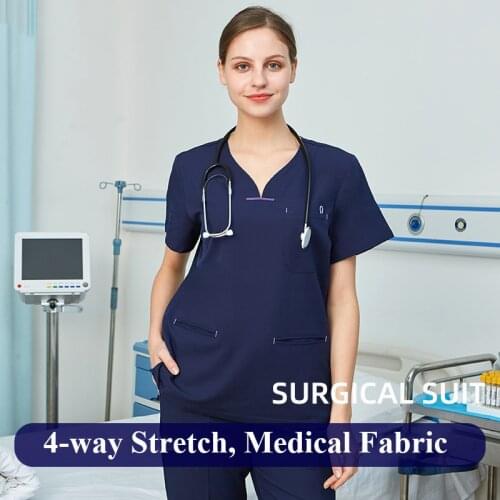 Stretch Medical Suit for Women Scrubs Uniform Scrubs Workwear Women Men Clothes Cofias Clinicas Uniformes Clinicos Mujer 9505-01