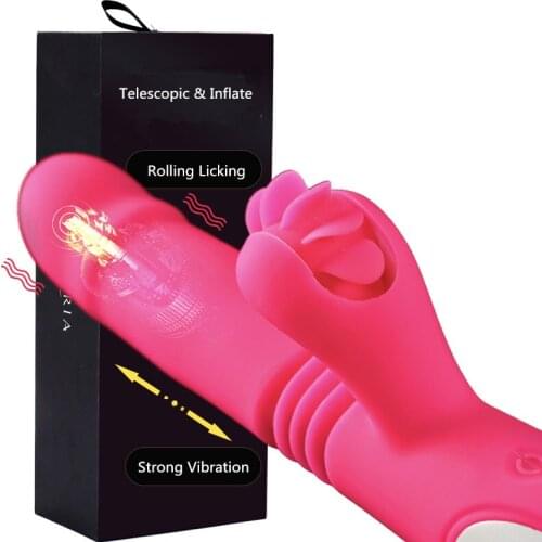 G Spot Dildo Vibrators for Women Rolling Tongue Licking Inflate Dildo Vibrator Clitoris Stimulator Vibrator Sex Toys for Woman