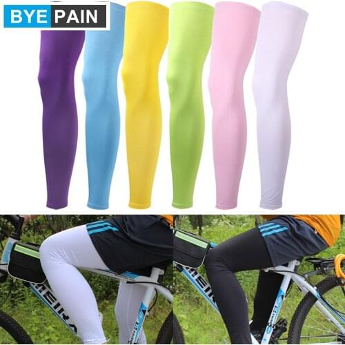 1Pair BYEPAIN Compression Leg Sleeves for Men Women - Full Length Stretch Long Sleeve with Knee Support, Non-Slip Inner Bands