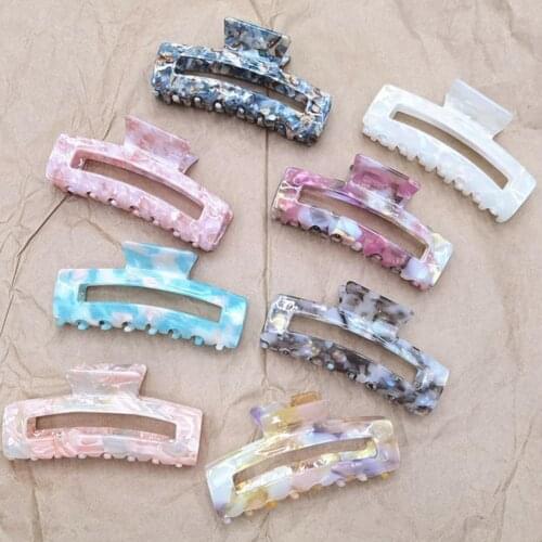 Korean Acetate Retro PInk Leopard Print Hair Claws Exquisite Pearl Light Hairpins Clip Women Headwear Fashion Hair Claws 10cm