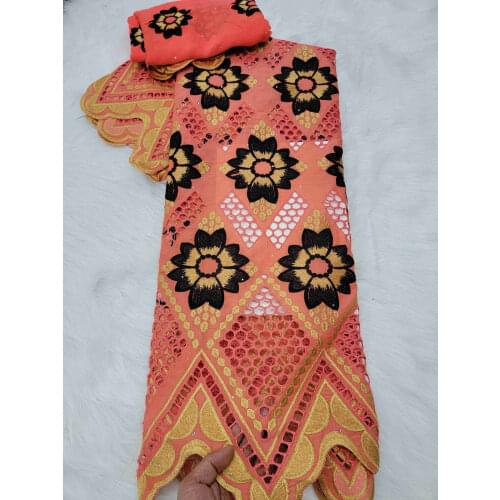 Hot Selling Swiss voile lace in switzerland african lace fabric cotton embroidery swiss lace fabric high quality for dress 7yard