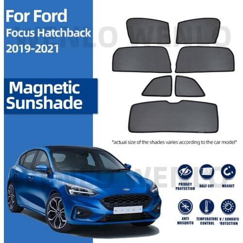 For Ford Focus Hatchback 2019-2021 Foldable Sunshade Magnetic Windscreen Curtain Heat Isolation Sun Visor Polyester Car Shading