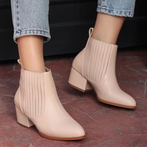 Mio Gusto Brand Martina Black, Nude, tan Colors High Quality 5Cm Heel-height Warm Winter Women 's Ankle Boots , platform boots , women boots , goth , shoes for women 2020