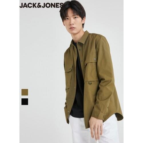 JackJones Mens 100% Cotton Pure Color Casual Loose Fit Long-sleeved Shirt | 220305038