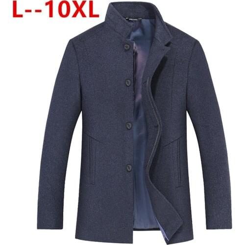 10XL 8XL 6XL Men Winter Wool Coat Mens New Fashion Solid Color Warm Thick Wool Blends Woolen Pea Coat Male Trench Coat Overcoat