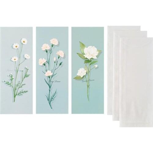 Flower Pattern Letter Pad Envelopes Set 3Pcs Envelope + 3 Sheets Paper Letter Message Greeting Card Paper Letter Stationary Gift