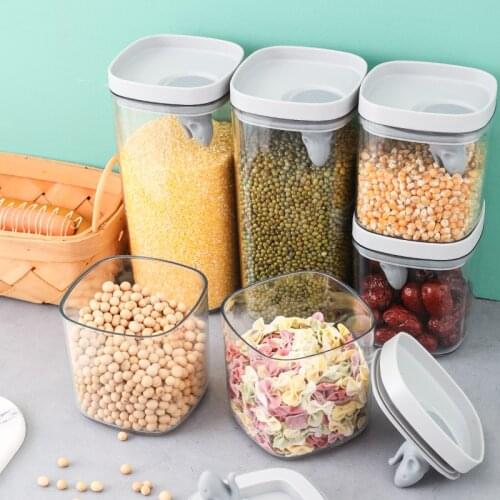 New 1 Piece Food Kitchen Storage Box Vacuum Lid Organizer Container Transparent Sealed Cans Plastic Kitchen Organizer