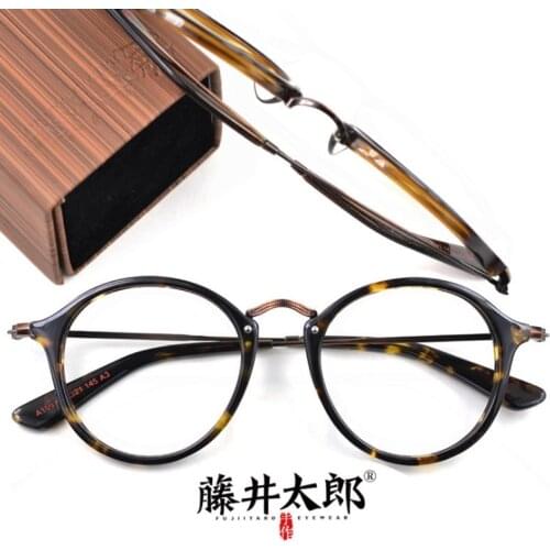 TARO FUJII Spectacle Frame Eyeglasses Men Women Retro Round Acetate Computer Optical Clear Lens Glasses Frame Male Women A1091