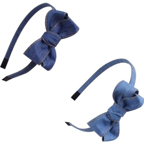 Girls Bow-knot Denim Hairband Bow Headband Hair Bands Blue Denim Leisure Headbands Girls Women Barrette Hair Accessories