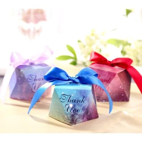 Purple/Red/Bule thank you Diamond Shape Baby Shower Candy Box Wedding Favors and Gifts Boxs Birthday Party Decoration for Guests