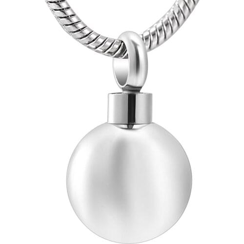 Blank Ball Cremation Jewelry for Ashes Holder Keepsake Memorial Urn Necklace Pendant For Women/Men Free Engraving