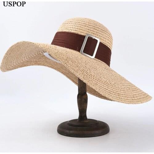 USPOP 2020 Women summer hats new women sun hats female super wide brim natural straw hats beach hats