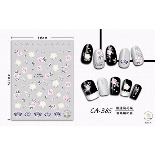 SUPER THIN SELF ADHESIVE 3D NAIL ART NAIL SLIDER STICKER FLOWER VINTAGE DAISY BIRD WINTER BLOSSOM ROSE BUD CA383-391