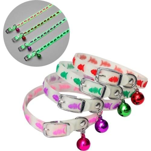 Pet Glowing Collars with Bells Glow at Night Dogs Cats Necklace Light Luminous Neck Ring Accessories