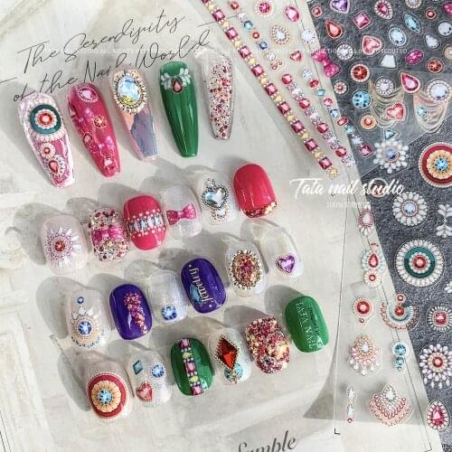 New craft transparent sticker 5D three-dimensional embossed nail sticker Bohemian style nail sticker