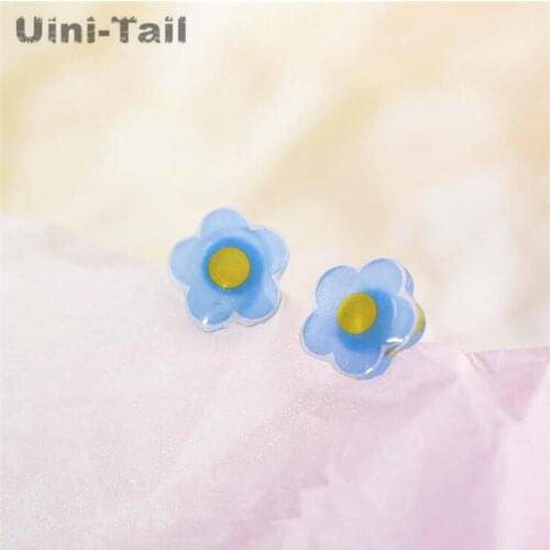 Uini-Tail hot new 925 sterling silver cute flower earrings simple fresh fashion trend sweet hypoallergenic ear jewelry ED550