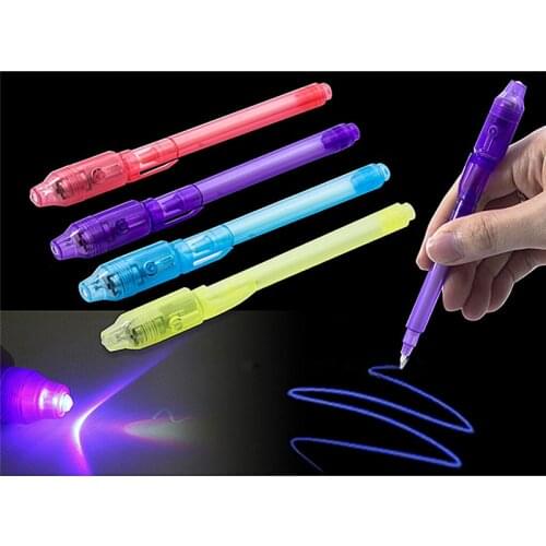 Magic Purple 2 In 1 UV Black Light Combo Creative Stationery School Office Drawing Invisible Ink Pen