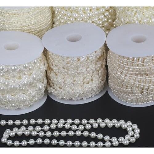 Pick Size 1-10m Fishing Line Artificial Pearls Beads Chain DIY Garland Wedding Party Decoration Supplies Bride Flowers Accessory