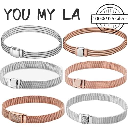 Hot Sale 925 Sterling Silver Jewelry Original Pando Classic Snake Chian Bracelet Fit Original Beads Charms DIY Jewelry Gift For