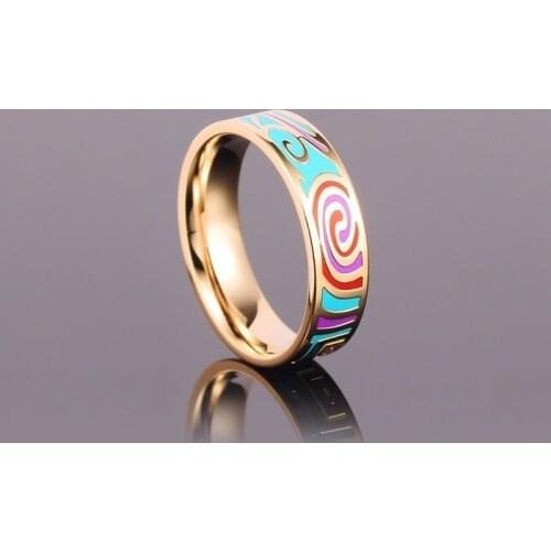 R&X Women Ring Bijoux Femme CeramicFine Party Enamel Jewelry Asual/Sporty Lovers' Ring18K 6mmStainless Steel Rings