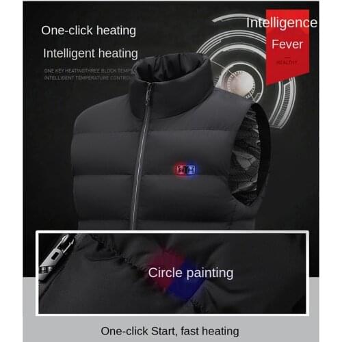 Smart Dual Switch Heated Vest Thermal Warm Clothes Winter 9 Zones Men Coat Intelligent USB Electric Heating Cotton Padded Jacket