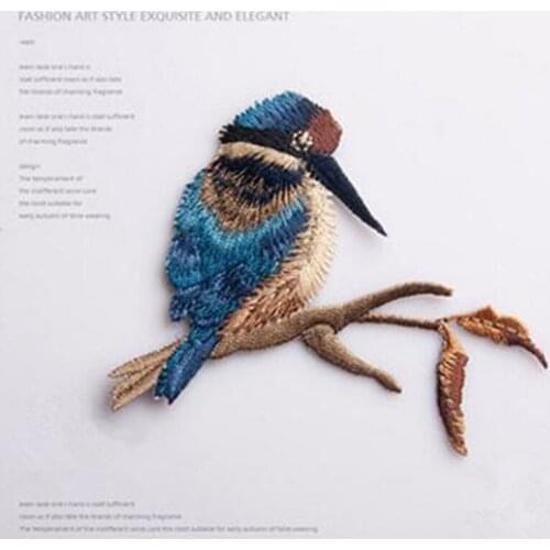 1PCS 8*6.5cm Bird Series Patch Embroidered Garment Appliques Sew On Patches Clothes Cheongsam Wedding Dress Accessory