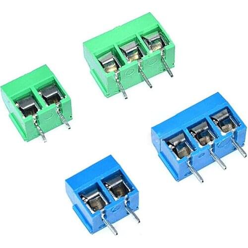 10Pcs/lot KF301-5.0MM 2P KF301-3P Pitch 5.0mm Straight Pin 2P 3P 4P Screw PCB Terminal Block Connector Blue Green